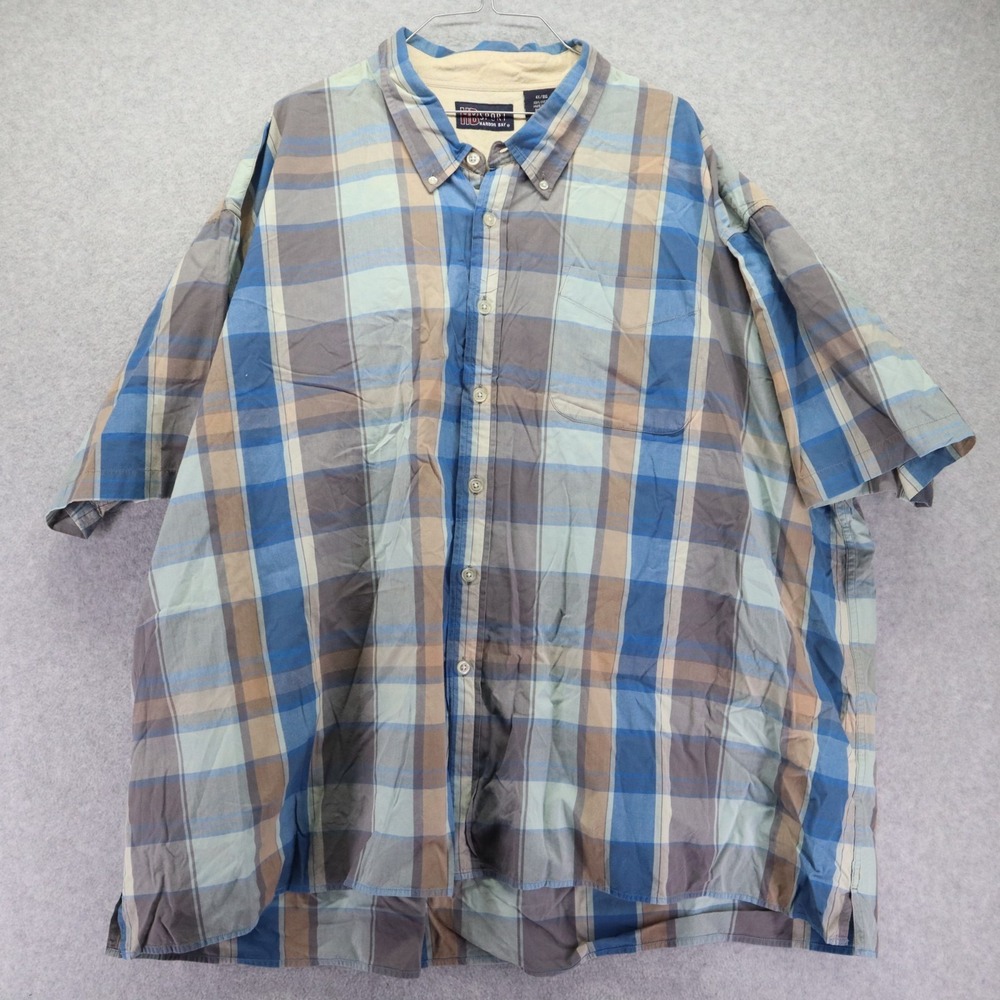 Harbor Bay Shirt Mens 4XB Big HB Sport‎ Casual Pocket Button Plaid Short Sleeve